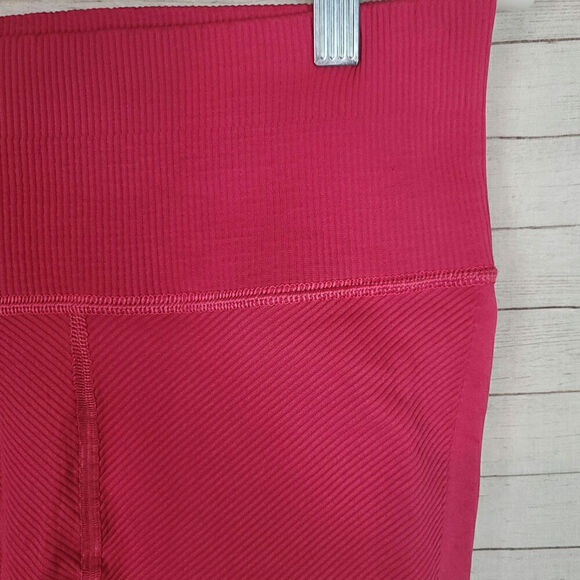 Free People Movement Pink Ribbed Leggings, sz Medium - Picture 3 of 13